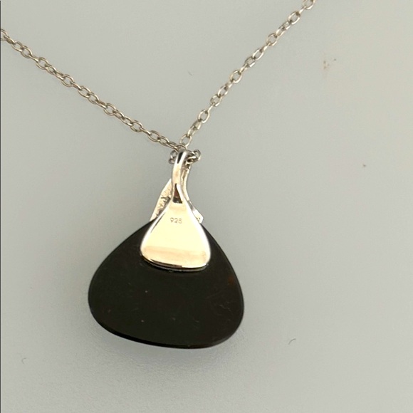 10k yellow gold over 925 silver onix Black Teardrop Pendant Necklace - Picture 5 of 5